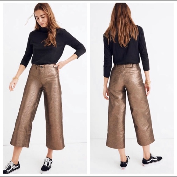 Madewell Pants - Madewell Emmett Wide Leg Metallic Pants